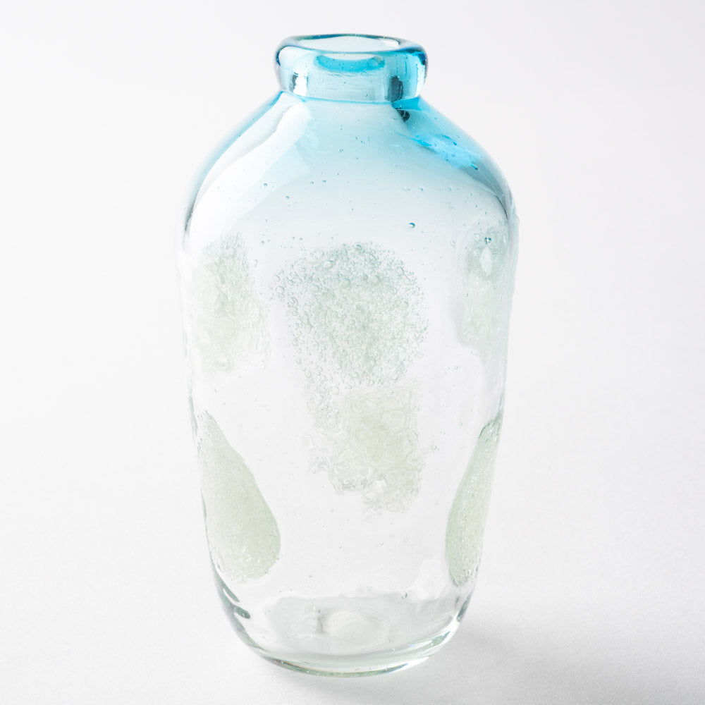 吹きガラス工房一星 泡水玉花器(スカイ) 吹きガラス工房一星 ガラスもの