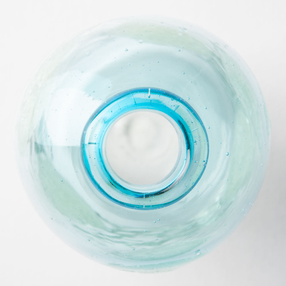 吹きガラス工房一星 泡水玉花器(スカイ) 吹きガラス工房一星 ガラスもの