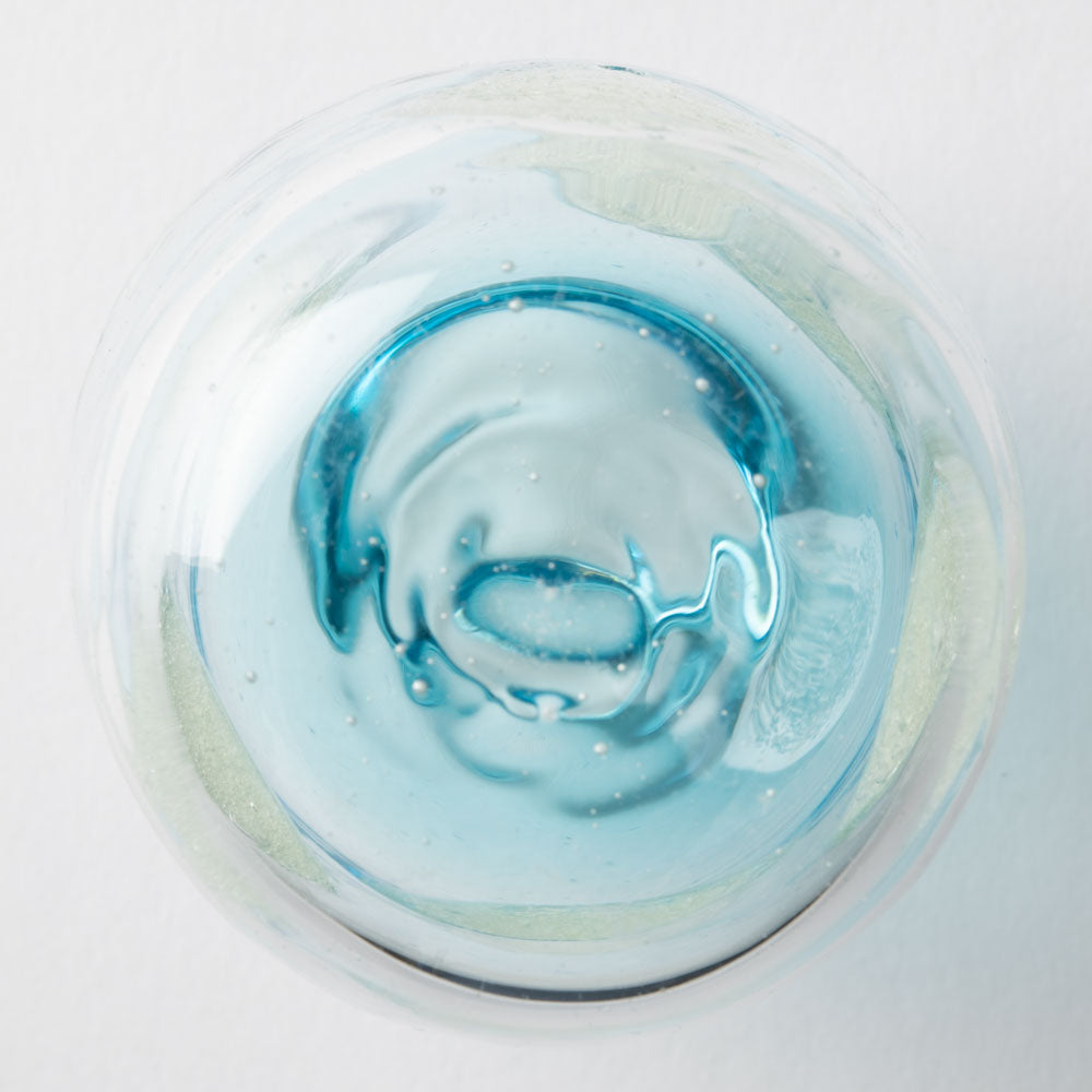 吹きガラス工房一星 泡水玉花器(スカイ) 吹きガラス工房一星 ガラスもの