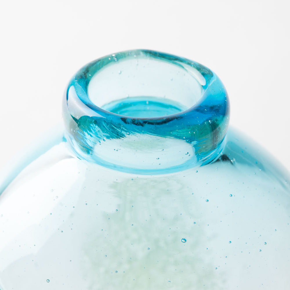 吹きガラス工房一星 泡水玉花器(スカイ) 吹きガラス工房一星 ガラスもの