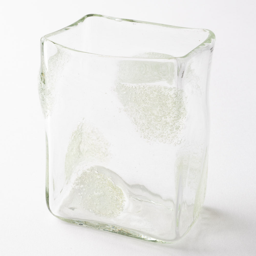 吹きガラス工房一星 泡水玉角柱花器 吹きガラス工房一星 ガラスもの