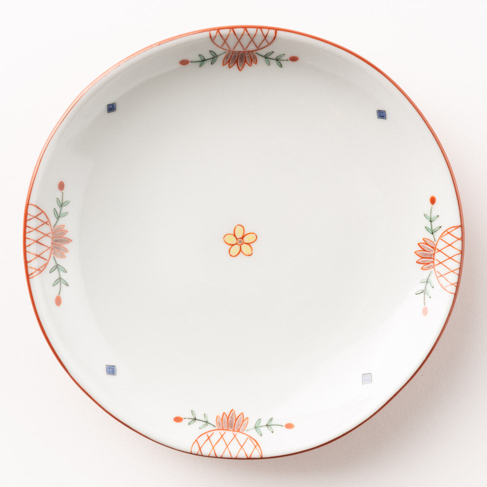 九谷焼工房花もん 丸皿(唐花) 九谷焼工房花もん 九谷焼