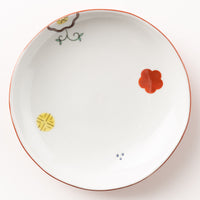 九谷焼工房花もん 丸皿(梅唐草) 九谷焼工房花もん 九谷焼