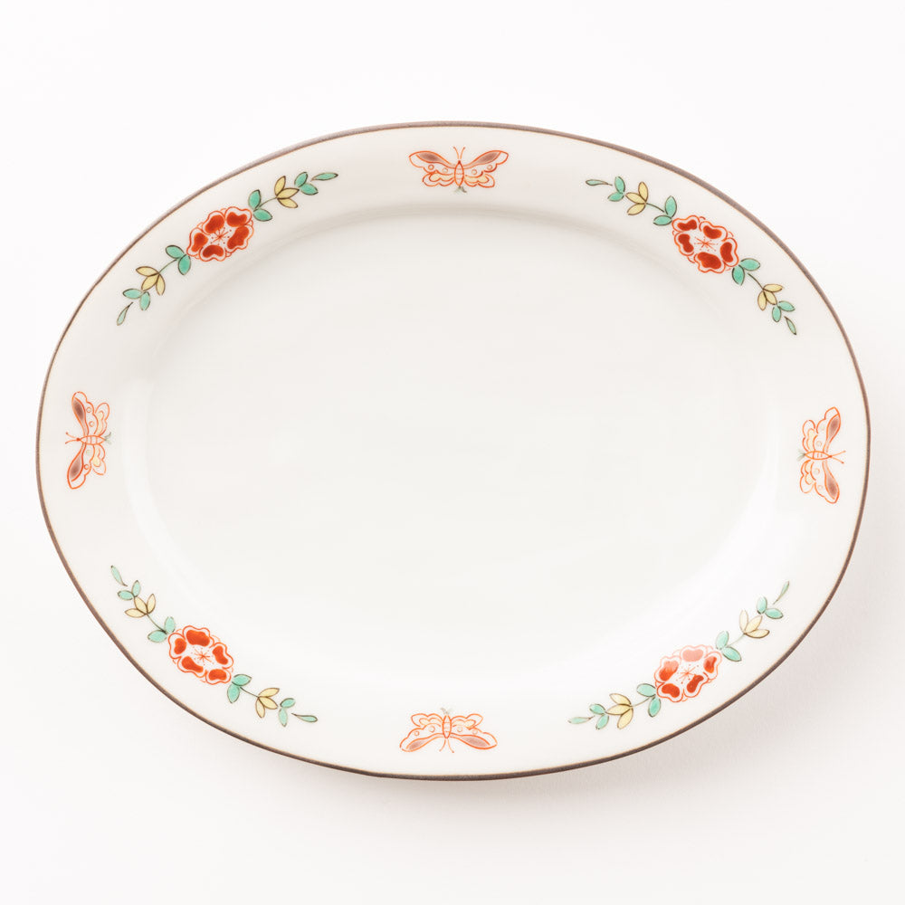 九谷焼工房花もん だ円皿(蝶) 九谷焼工房花もん 九谷焼