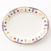 九谷焼工房花もん だ円皿(花と蝶(紫)) 九谷焼工房花もん 九谷焼