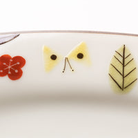 九谷焼工房花もん だ円皿(花と蝶(紫)) 九谷焼工房花もん 九谷焼