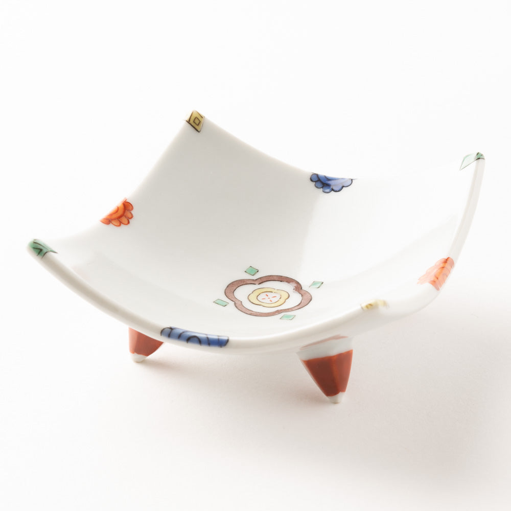 九谷焼工房花もん 珍味皿(四花弁) 九谷焼工房花もん 九谷焼