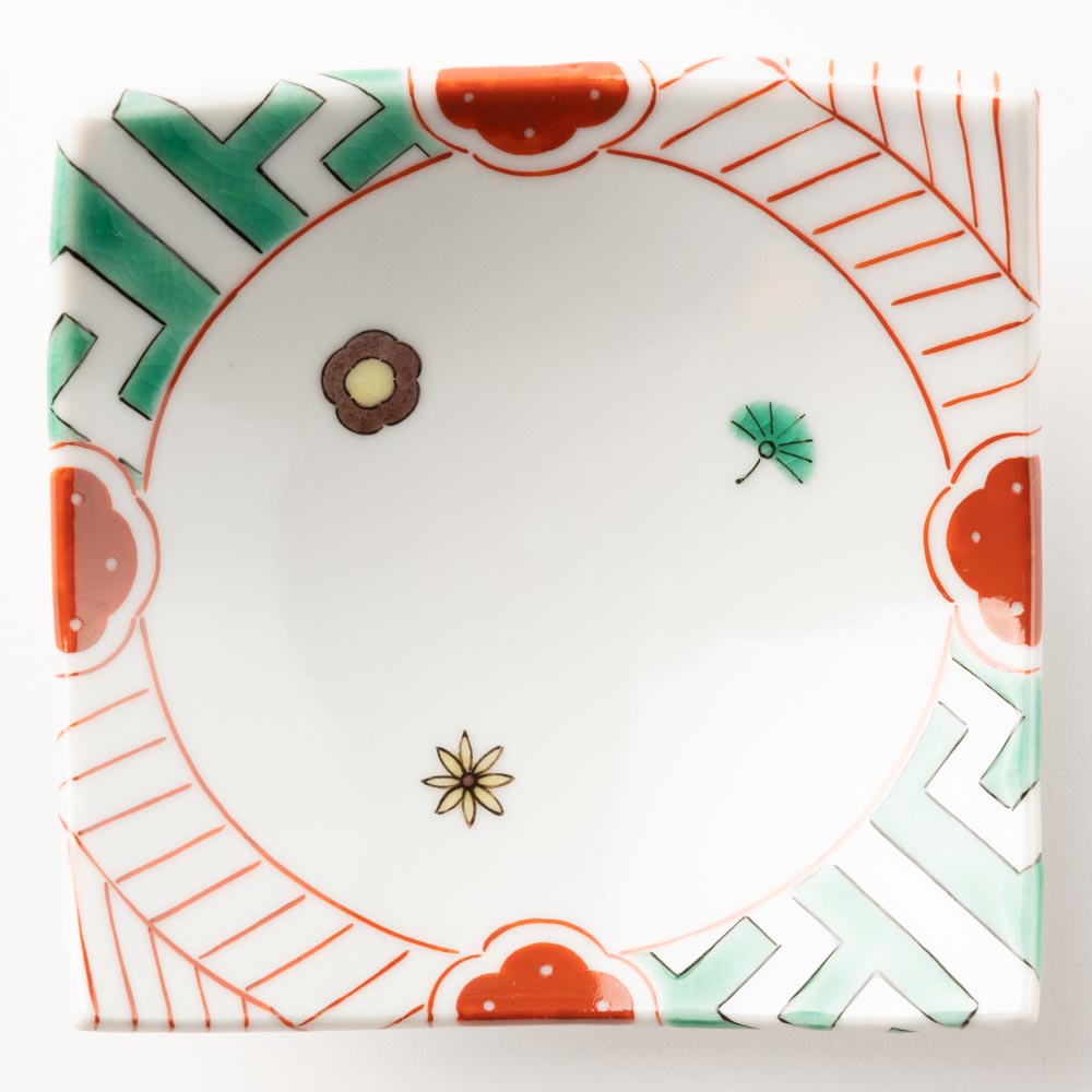 九谷焼工房花もん 珍味皿(梅松) 九谷焼工房花もん 九谷焼