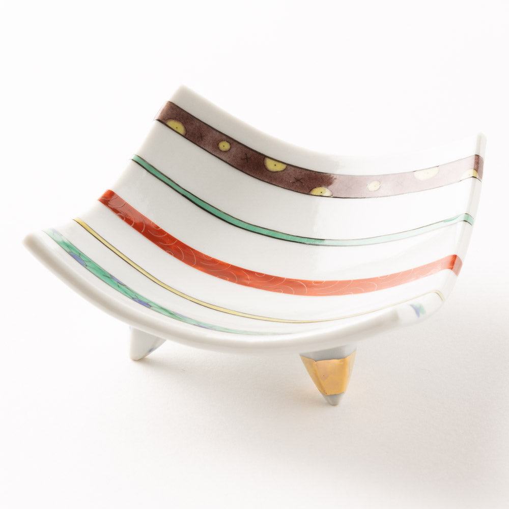 九谷焼工房花もん 珍味皿(縞) 九谷焼工房花もん 九谷焼