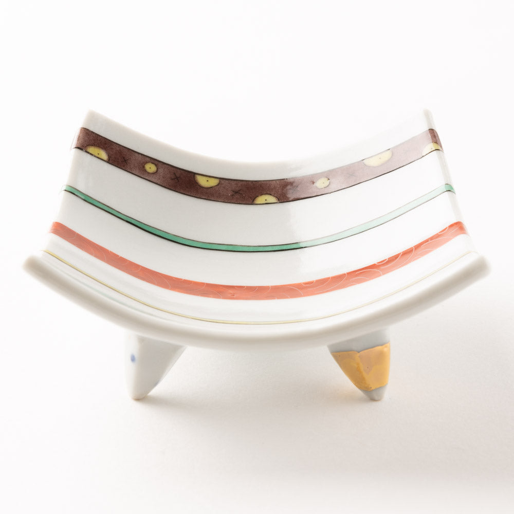 九谷焼工房花もん 珍味皿(縞) 九谷焼工房花もん 九谷焼