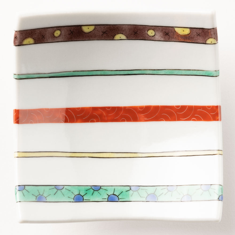 九谷焼工房花もん 珍味皿(縞) 九谷焼工房花もん 九谷焼