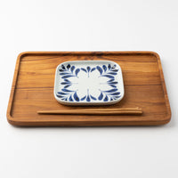 砥部焼 陶房遊 角皿 ブルーリーフ 砥部焼 陶房遊 砥部焼