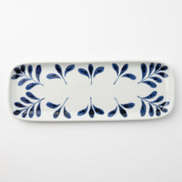 砥部焼 陶房遊 長皿 ブルーリーフ 砥部焼 陶房遊 砥部焼