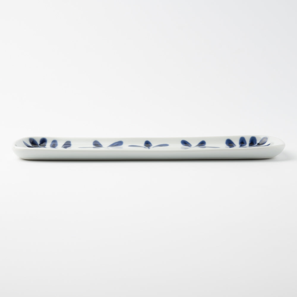 砥部焼 陶房遊 長皿 ブルーリーフ 砥部焼 陶房遊 砥部焼