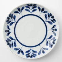 砥部焼 陶房遊 7寸丸皿 ブルーリーフ 砥部焼 陶房遊 砥部焼