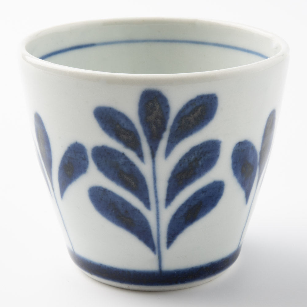 砥部焼 陶房遊 蕎麦猪口(大) ブルーリーフ 砥部焼 陶房遊 砥部焼