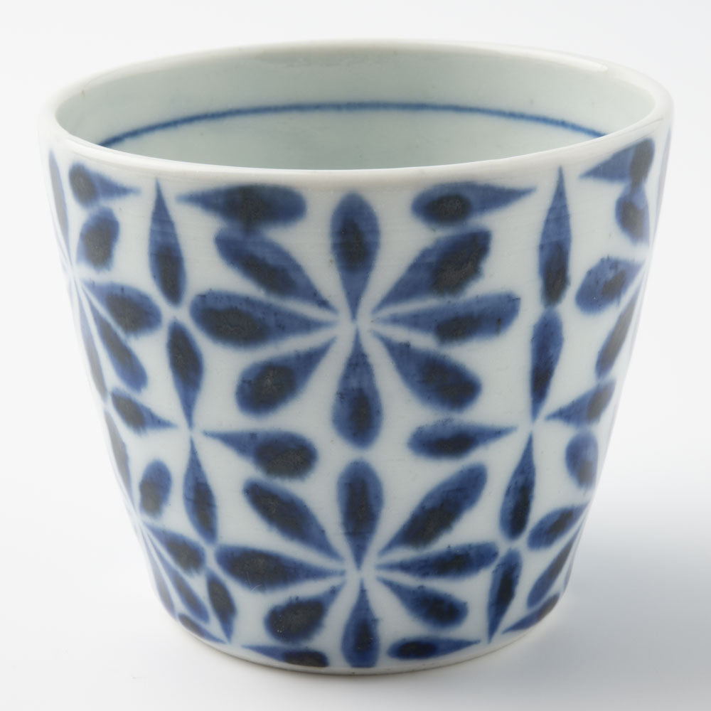 砥部焼 陶房遊 蕎麦猪口(大) 花市松