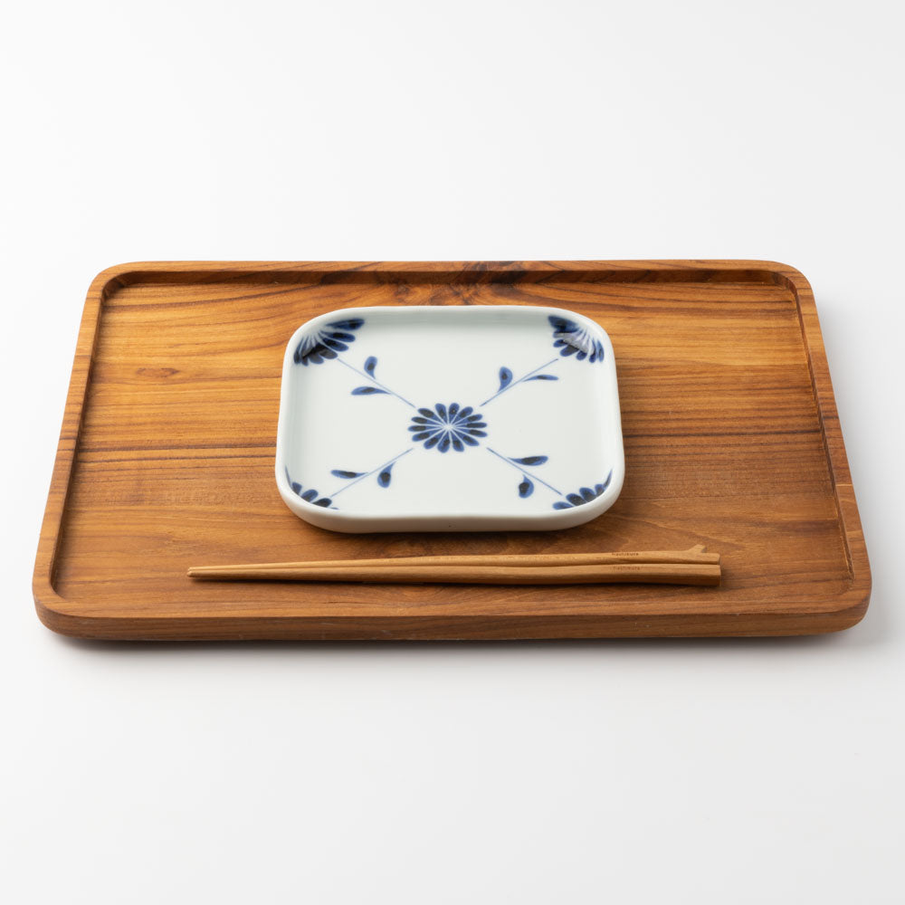 砥部焼 陶房遊 角皿 菊つなぎ 砥部焼 陶房遊 砥部焼