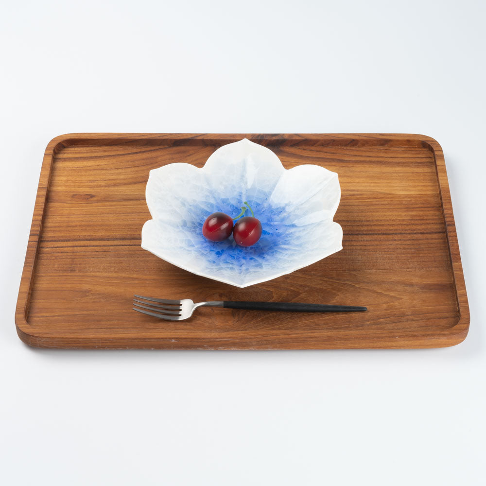 京焼・清水焼 陶あん 花結晶 桔梗皿（青白） ¥4,950 大人の焼き物