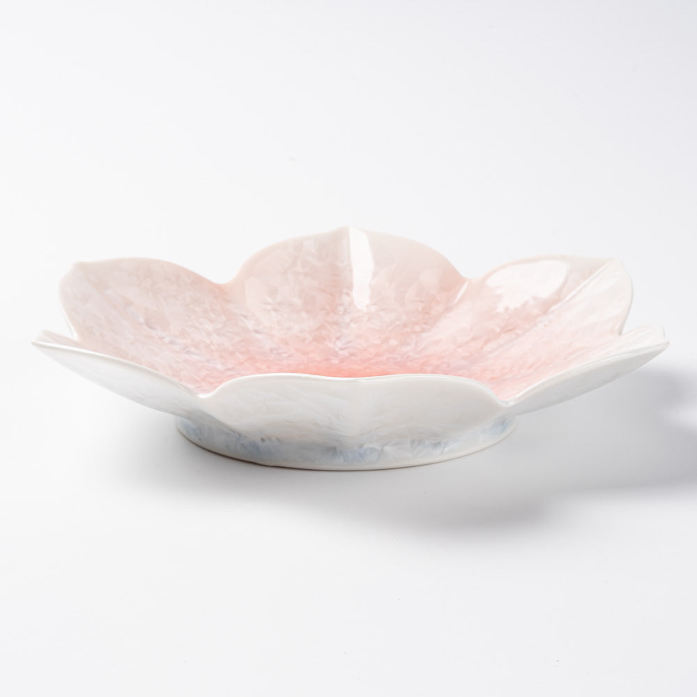 京焼・清水焼 陶あん 花結晶 桔梗皿(桃白) 京焼・清水焼 陶あん 京焼・清水焼