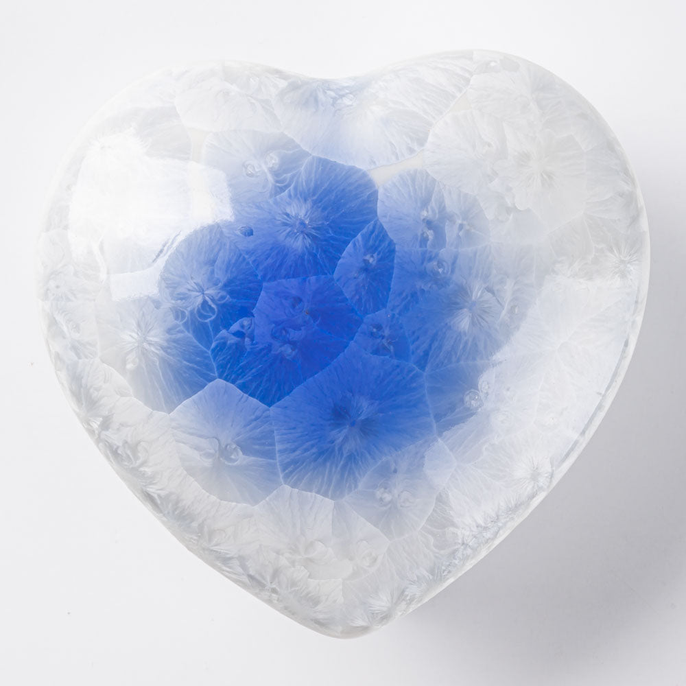 京焼・清水焼 陶あん 花結晶 ハート型小物入れ(青白) 京焼・清水焼 陶あん 京焼・清水焼