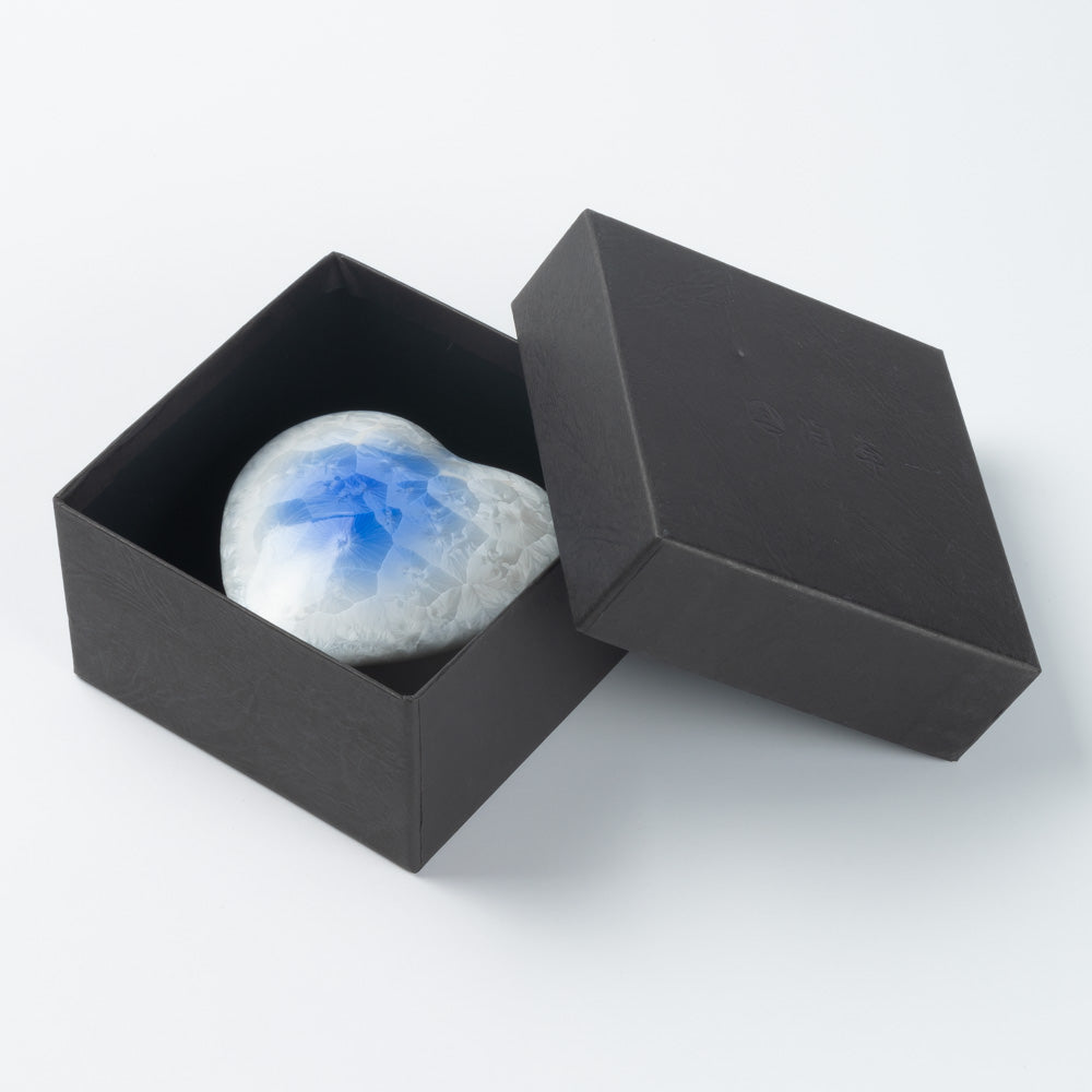 京焼・清水焼 陶あん 花結晶 ハート型小物入れ(青白) 京焼・清水焼 陶あん 京焼・清水焼