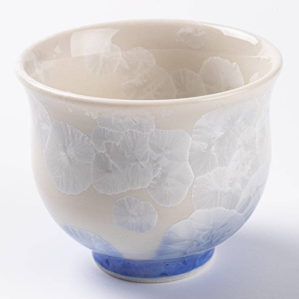京焼・清水焼 陶あん 花結晶 ぐい呑み(青白) 京焼・清水焼 陶あん 京焼・清水焼