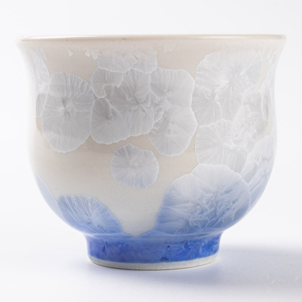 京焼・清水焼 陶あん 花結晶 ぐい呑み(青白) 京焼・清水焼 陶あん 京焼・清水焼