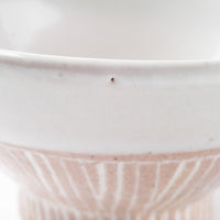 美濃焼 正陶苑 櫛目塗分 高台茶碗 白 茶色土 美濃焼 正陶苑 美濃焼