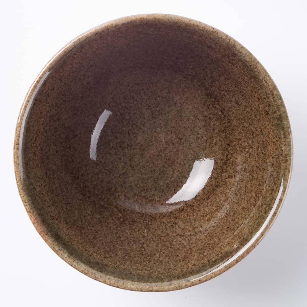 目貫、美濃華 美濃焼 正陶苑 櫛目塗分 高台茶碗 茶 茶色土 ¥2,530 大人の焼き物