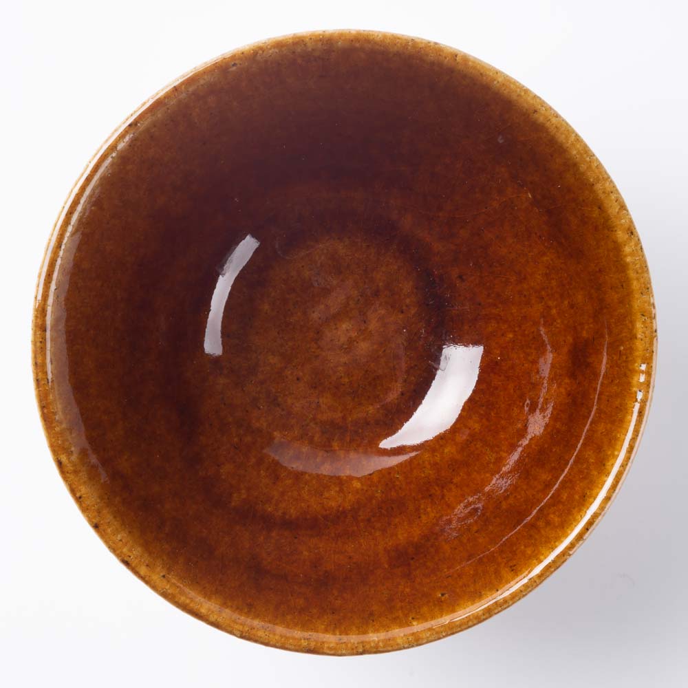 目貫、美濃華 美濃焼 正陶苑 櫛目塗分 高台茶碗 茶 茶色土 ¥2,530 大人の焼き物