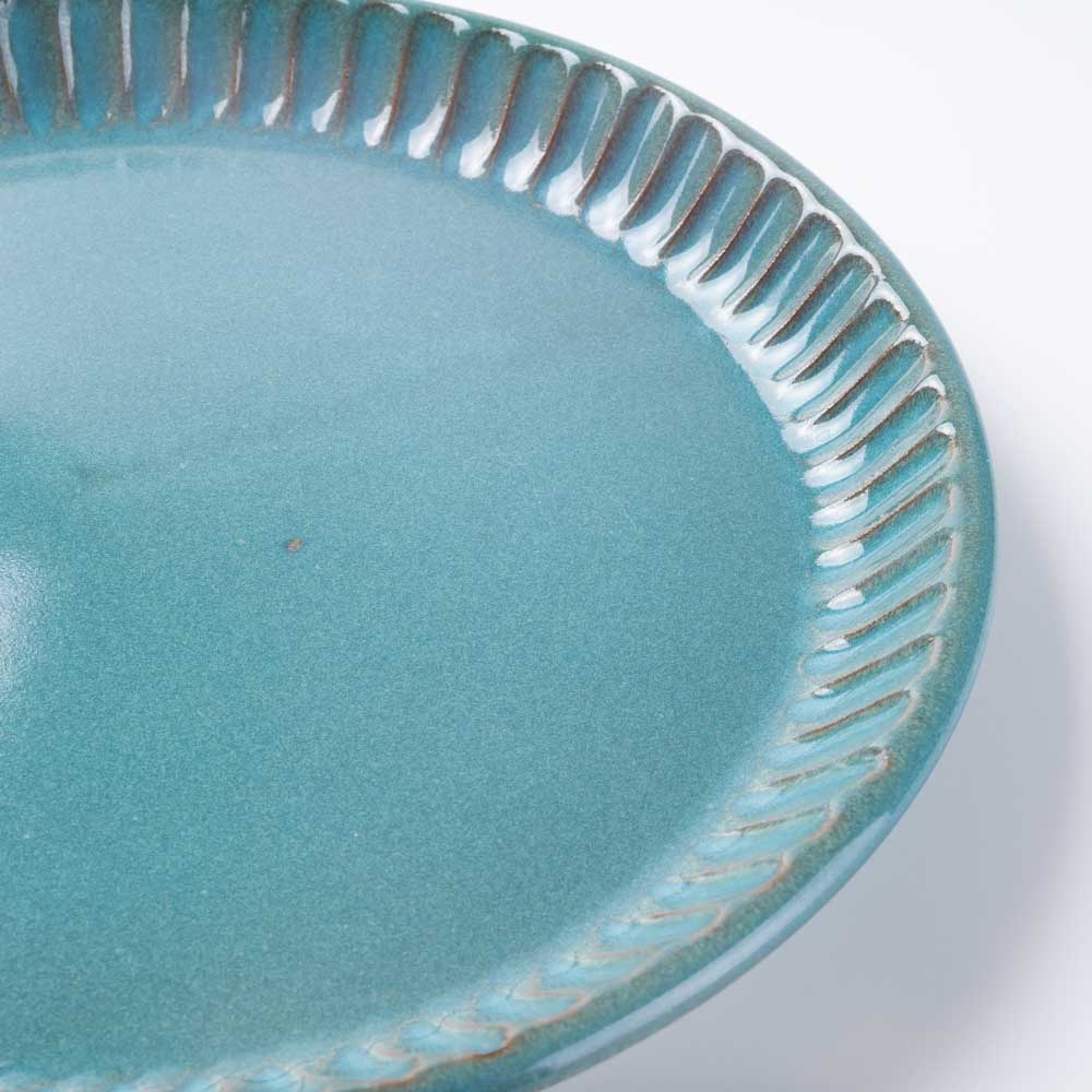 美濃焼 正陶苑 リムプレート(皿)大 アッシュブルー 美濃焼 正陶苑 美濃焼