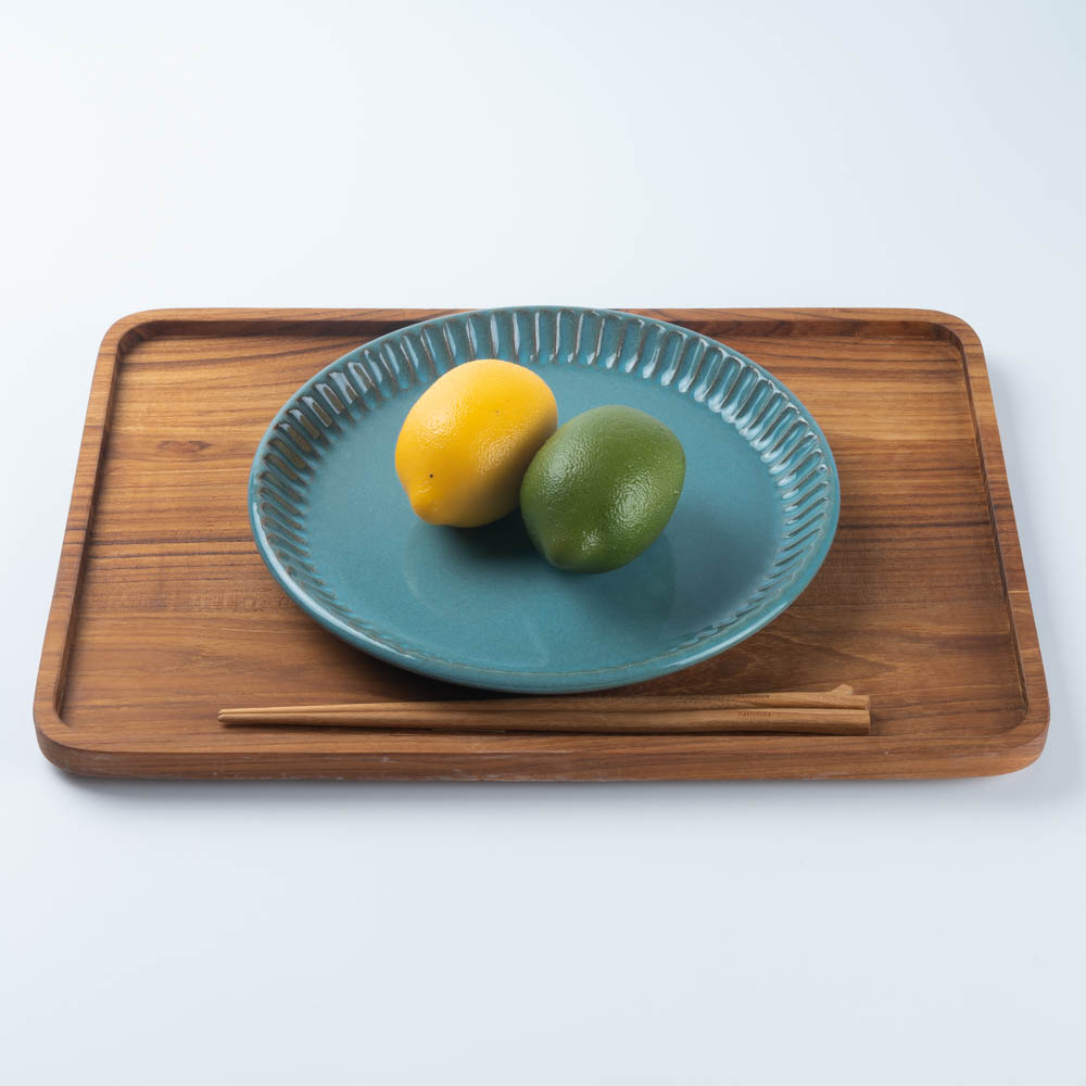 美濃焼 正陶苑 リムプレート(皿)大 アッシュブルー 美濃焼 正陶苑 美濃焼