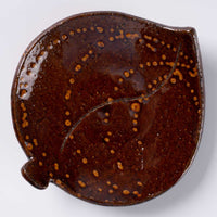 作家 タカハラユカ leaf plate line brown 作家 タカハラユカ 陶磁器作家もの