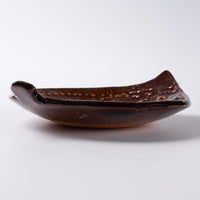 作家 タカハラユカ leaf plate line brown 作家 タカハラユカ 陶磁器作家もの