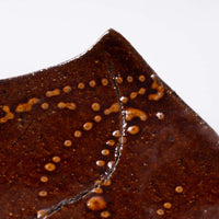 作家 タカハラユカ leaf plate line brown 作家 タカハラユカ 陶磁器作家もの
