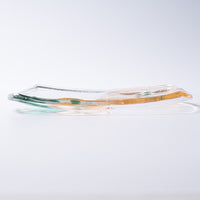 ガラス作家 佐々木翔子 角中皿 ライトオレンジ×グリーン ガラス作家 佐々木翔子 ガラスもの