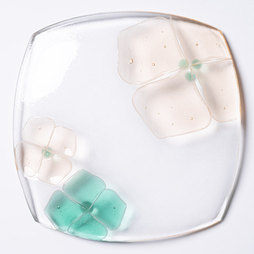 ガラス作家 佐々木翔子 角中皿 ライトオレンジ×グリーン ガラス作家 佐々木翔子 ガラスもの