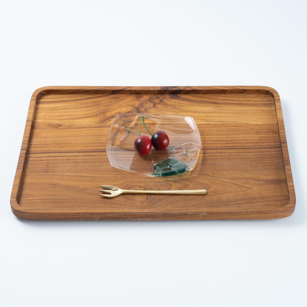 ガラス作家 佐々木翔子 角中皿 ライトオレンジ×グリーン ガラス作家 佐々木翔子 ガラスもの