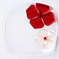 ガラス作家 佐々木翔子 角中皿 レッド×ライトオレンジ ガラス作家 佐々木翔子 ガラスもの