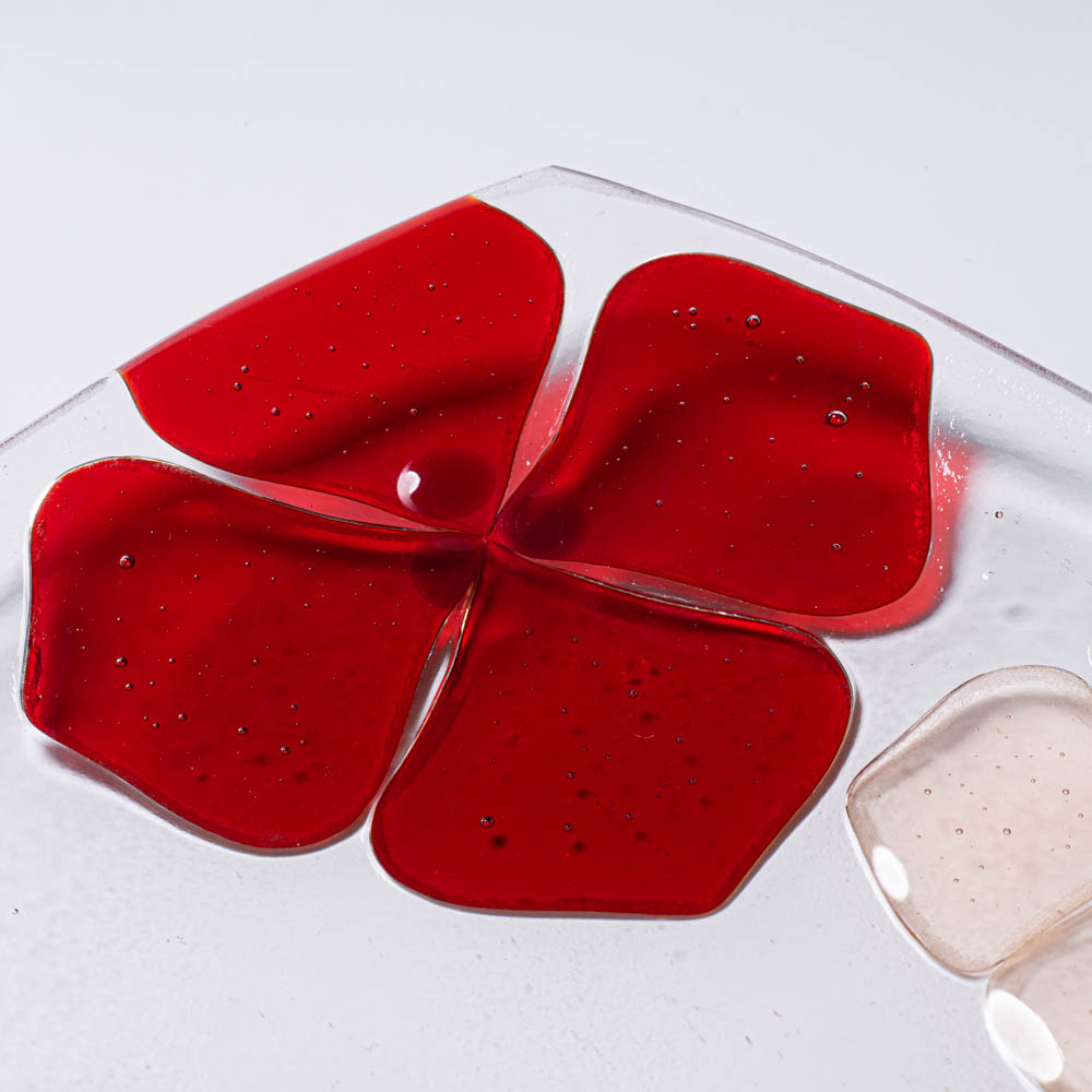 ガラス作家 佐々木翔子 角中皿 レッド×ライトオレンジ ガラス作家 佐々木翔子 ガラスもの