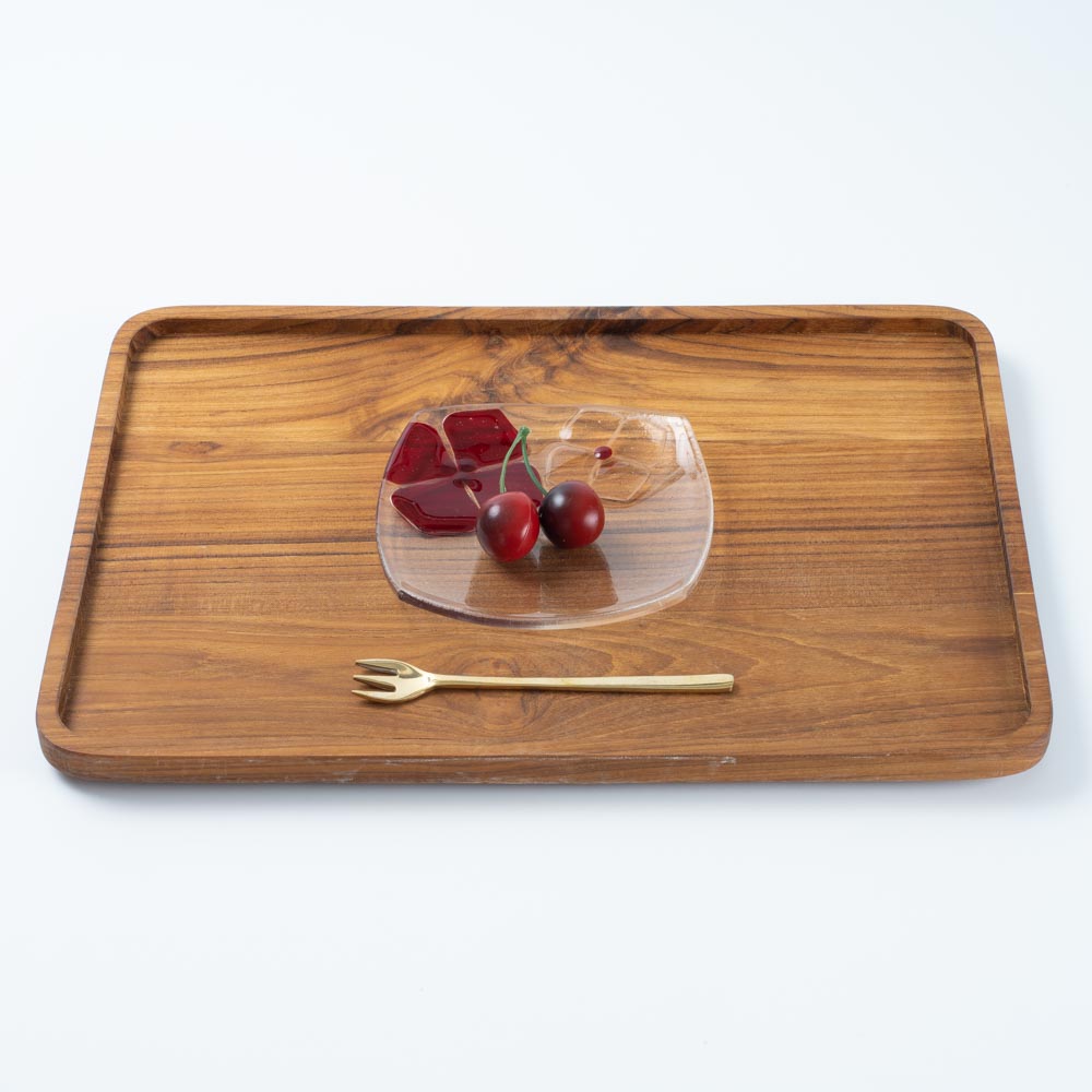 ガラス作家 佐々木翔子 角中皿 レッド×ライトオレンジ ガラス作家 佐々木翔子 ガラスもの