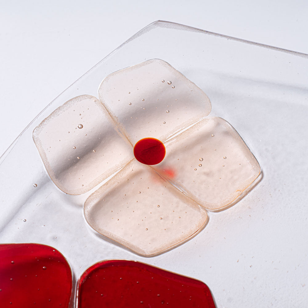 ガラス作家 佐々木翔子 角中皿 レッド×ライトオレンジ ガラス作家 佐々木翔子 ガラスもの