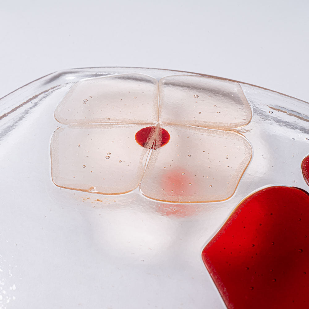 ガラス作家 佐々木翔子 角中皿 レッド×ライトオレンジ ガラス作家 佐々木翔子 ガラスもの