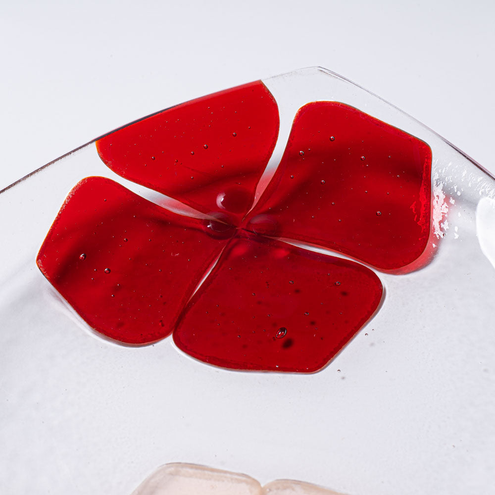 ガラス作家 佐々木翔子 角小皿 レッド×ライトオレンジ ガラス作家 佐々木翔子 ガラスもの