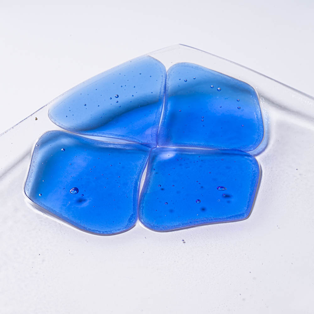 ガラス作家 佐々木翔子 角中皿 ブルー×ライトピンク×ライトイエロー ガラス作家 佐々木翔子 ガラスもの