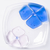 ガラス作家 佐々木翔子 角小皿 ブルー×ライトピンク ガラス作家 佐々木翔子 ガラスもの