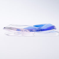 ガラス作家 佐々木翔子 角小皿 ブルー×ライトピンク ガラス作家 佐々木翔子 ガラスもの