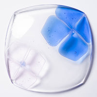 ガラス作家 佐々木翔子 角小皿 ブルー×ライトピンク ガラス作家 佐々木翔子 ガラスもの