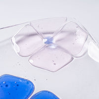 ガラス作家 佐々木翔子 角小皿 ブルー×ライトピンク ガラス作家 佐々木翔子 ガラスもの